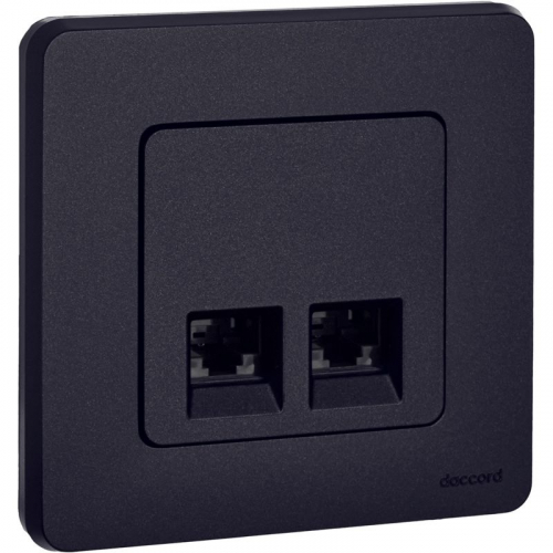 Розетка компьютерная 2-м Inspiria RJ45 кат.6 UTP механизм антрацит IEK 673843 фото 3