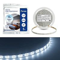 Лента светодиодная LS603 60SMD(2835)/м 4.8Вт/м 12В 6500К (уп.5м) FERON 27603