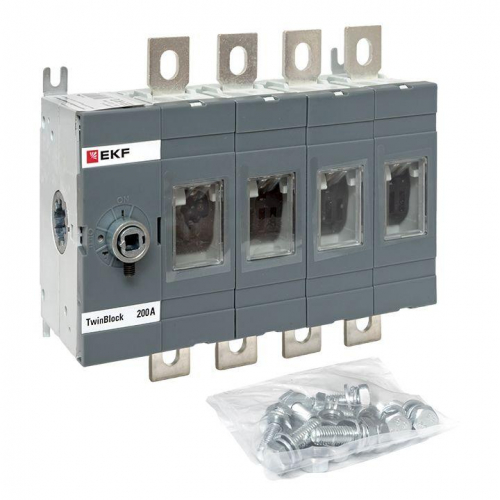 Рубильник 4п 200А без рукоятки управления TwinBlock EKF tb-s-200-4p фото 2