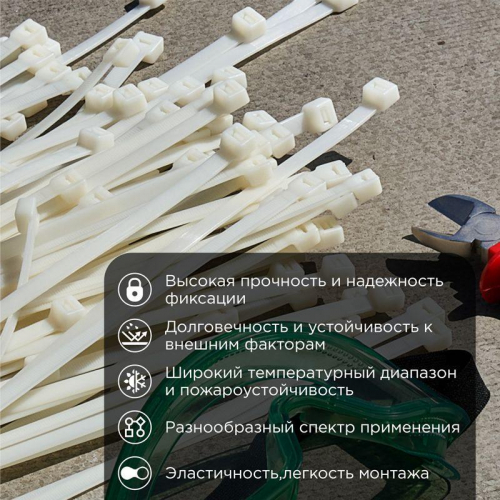 Стяжка кабельная нейлоновая 920х9.0мм белая (уп.25шт) Rexant 07-0900-25 фото 2