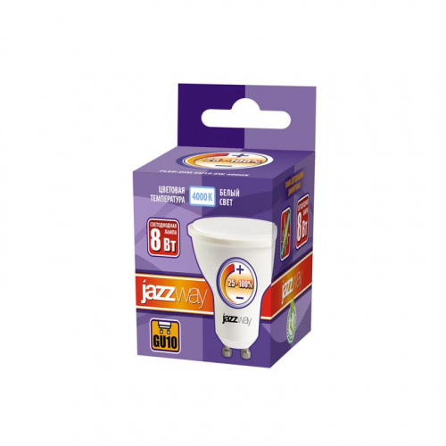 Лампа светодиодная PLED-DIM 8Вт PAR16 4000К нейтр. бел. GU10 560лм 230В 50Гц JazzWay 5035928 фото 2