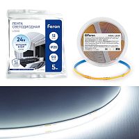 Лента светодиодная LS530 512SMD(2110) 12Вт/м 24В 5000х10х1.8мм IP20 6500К (уп.5м) FERON 48968