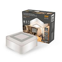 Светильник светодиодный Backlight 3+3Вт 3000К IP20 350лм d105х40мм ДБО квадрат потолочный накладной 3 режима работы GAUSS BL220