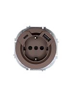 Розетка 1-м СП OSEN с заземл. TC + USB разъем механизм шоколад LEZARD 743-7388-181TC