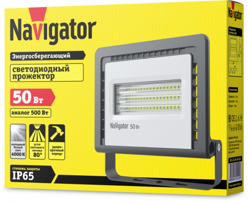 Прожектор светодиодный 14 145 NFL-01-50-4K-LED 50Вт 4000К IP65 4100лм черн. Navigator 14145 фото 2