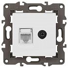 Розетка компьютерная + телевизионная Elegance 14-3110-01М RJ45+TV матов. бел. Эра Б0065767