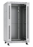 Шкаф монтажный телекоммуникационный напольный SH-05C-22U60/80 19дюйм 22U 600х800х1166мм для распределит. и серверн. оборудования передн. стеклян. и задн. сплошн. метал. двери ручка с замком RAL сер.Cabeus 7049c