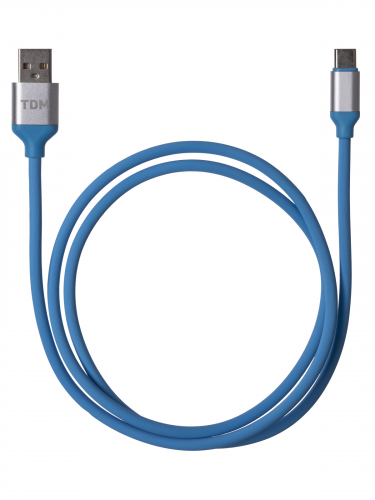 Дата-кабель, ДК 17, USB - USB Type-C, 1 м, силиконовая оплетка, голубой, TDM фото 2
