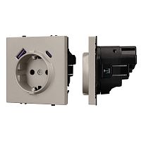 Розетка ARL NOBE SCT-MUAC-SFPL-CA 16А 250В с заземл. со шторками с USB тип А+С софт-тач кашемир Arlight 059444(1)