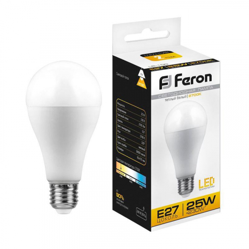 Лампа светодиодная LB-100 25Вт A65 грушевидная 2700К E27 230В FERON 25790