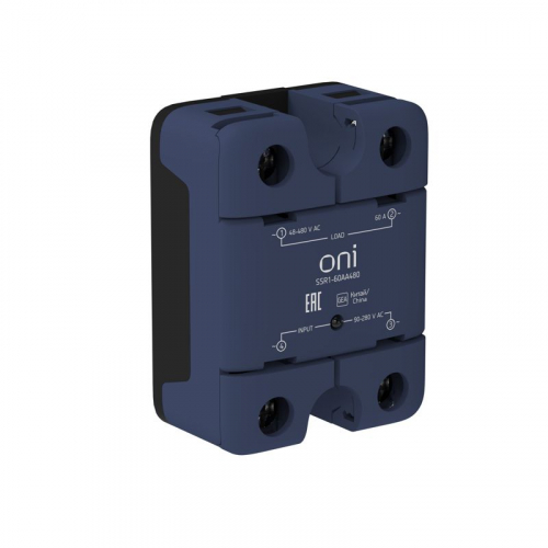 Реле твердотельное SSR1 60А 90-280В AC 48-480В AC ONI SSR1-60AA480