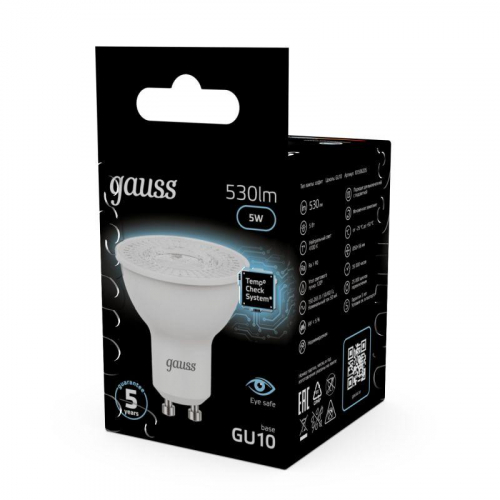 Лампа светодиодная Black 5Вт MR16 софит 4100К нейтр. бел. GU10 530лм GAUSS 101506205 фото 3