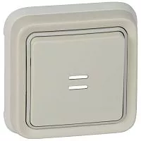 Выключатель кнопочный СП PLEXO 10А НО+НЗ с подсветкой с ламп. бел. Leg 069861