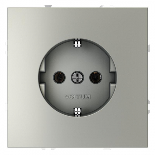 Розетка 1-м СП S70 16А с заземл. механизм сталь Voltum VLS040105