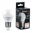 Лампа светодиодная LB-1406 6Вт G45 шар 6400К E27 230В FERON 38070