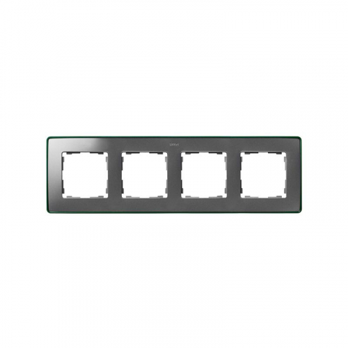 Рамка 4-м Simon82 Detail холодный алюм.; основание зел. Simon 8201640-253
