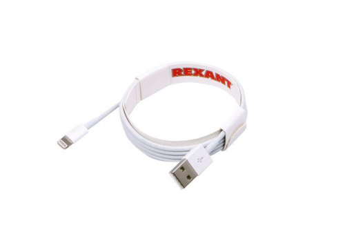 Кабель USB для iPhone 5/6/7 моделей оригинал (чип MFI) 1м бел. Rexant 18-0000 фото 3