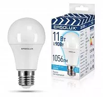 Лампа светодиодная LED-A60-11W-E27-4K ЛОН 11Вт Е27 4500К 220-240В ПРОМО Ergolux 14459