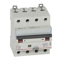 Выключатель автоматический дифференциального тока 4п C 25А 30мА тип A 10кА DX3 Leg 411236