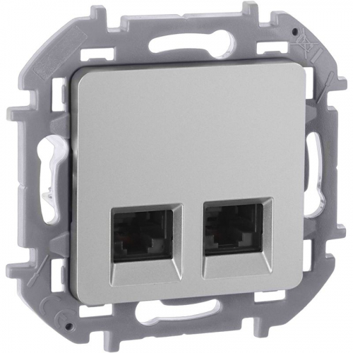 Розетка компьютерная 2-м Inspiria RJ45 кат.6 UTP механизм алюм. IEK 673842