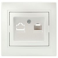 Розетка компьютерная 1-м СП Plano 1-303-06 RJ45 IP20 перламутр Intro Б0053987