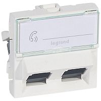 Механизм розетки комп. СП Mosaic 2мод. RJ45 + RJ45 UTP CAT.6 45град. Leg 076504