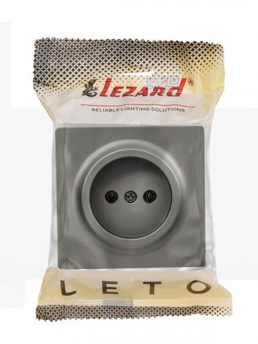 Розетка 1-м ОП LETO без заземл. ПБТ платина LEZARD 752-3500-121B фото 2