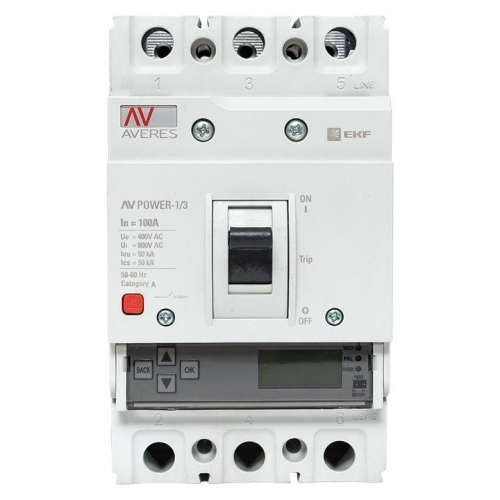 Выключатель автоматический 3п 100А 50кА AV POWER-1/3 ETU6.0 AVERES EKF mccb-13-100-6.0-av фото 5