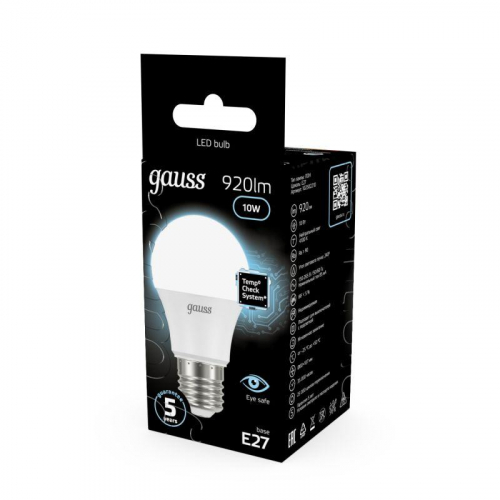 Лампа светодиодная Black 10Вт A60 грушевидная 4100К нейтр. бел. E27 920лм GAUSS 102502210 фото 4