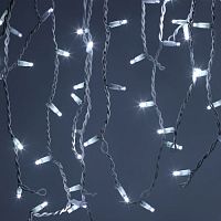 Гирлянда светодиодная "Бахрома" 2х0.7м 100LED холод. бел. IP65 220В бел. мерцание провод бел. каучук (без шнура питания) Эра Б0051890