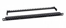 Патч-панель 19дюйм 0.5U 24 порта RJ45 кат.5E Dual IDC PLHD-24-Cat.5e-Dual-180-0.5U 180град. высокой плотн. с задн. кабельн. организатором Cabeus 9663c