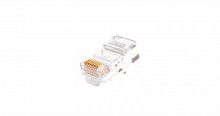 Коннектор RJ45 (8P8C) под витую пару кат.5E (класс D) неэкранир. 100МГц покрытие 50мкд универс. ножи круглый ввод (уп.100шт) NIKOMAX NMC-RJ88RZ50UD1-100