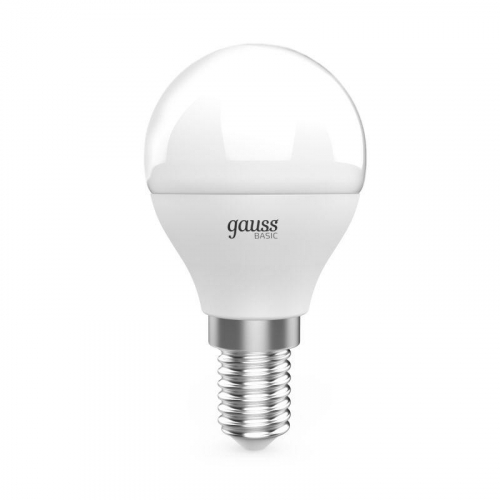 Лампа светодиодная Basic 5.5Вт шар 4100К E14 525лм (уп.3шт) GAUSS 10531252T фото 2