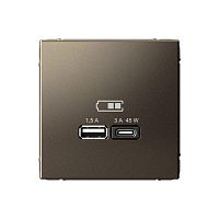 Розетка USB ArtGallery тип A+C 45Вт QC PD высокоскор. ЗУ механизм мокко SE GAL000629