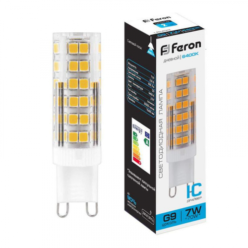 Лампа светодиодная LB-433 7Вт JCD9 6400К G9 230В FERON 25768