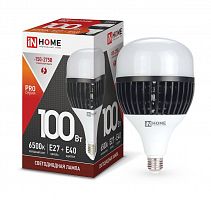 Лампа светодиодная LED-HP-PRO 100Вт грушевидная 6500К холод. бел. E27 9500лм 150-275В с адаптером E40 бел. IN HOME 4690612035697