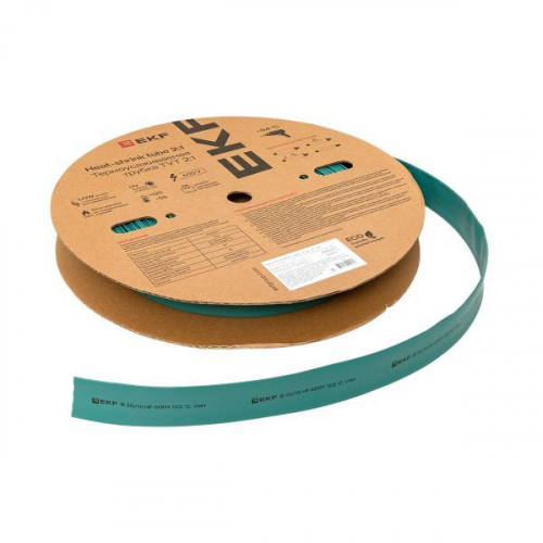 Трубка термоусадочная ТУТ нг 40/20 зел. (уп.50м) EKF tut-40-j фото 3