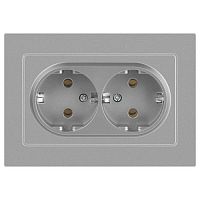 Розетка 2-м СП Accent 6-205-03 16А IP20 250В 2P+E Schuko AL/CU алюм. Intro Б0063490