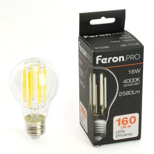 Лампа светодиодная LB-1116 16Вт 4000К E27 2580лм 175-265В FERON 51236