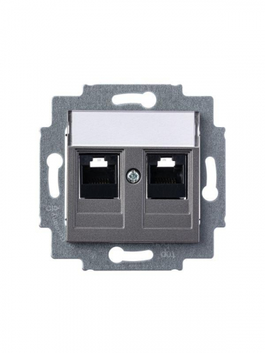 Розетка информационная Levit двойная 2хRJ45 кат. 5e сталь ABB 2CHH295118A6069 фото 4
