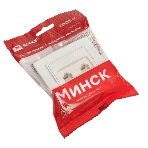 Розетка компьютерная + телефонная 2-м СП Минск RJ45 + Phone бел. Basic EKF ERK00-135-10 фото 3