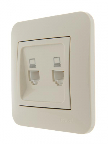Розетка компьютерная 2-м СП Karina RJ45 механизм крем. LEZARD 707-0388-141 фото 4