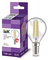 Лампа светодиодная филаментная 360° 7Вт G45 шар 3000К E14 230В прозр. IEK LLF-G45-7-230-30-E14-CL