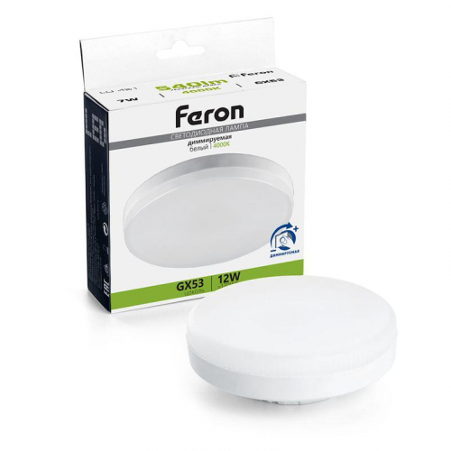 Лампа светодиодная LB-456 12Вт 4000К GX53 230В диммир. FERON 51065