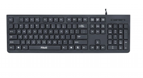Клавиатура USB 104 кл., мембранная, черная, Windows XP/Vista/7/8/10, MacOS Filum FL-KB20-BK