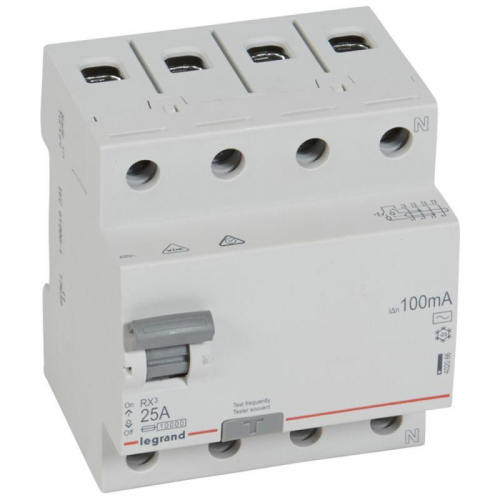 Выключатель дифференциального тока (УЗО) 4п 25А 100мА тип AC RX3 Leg 402066 фото 2
