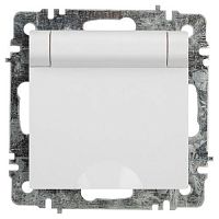 Розетка 1-м СП Accent 6-203-01 16А IP20 250В 2P+E Schuko с крышкой AL/CU бел. Intro Б0063709