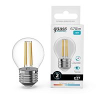 Лампа светодиодная филаментная Filament Elementary 10Вт шар 4100К Е27 670лм GAUSS 52220