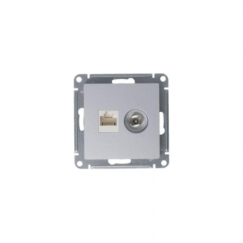 Розетка компьютерная + телевизионная 2-м СП AtlasDesign RJ45 кат.5E + TV механизм алюм. SE ATN000389 фото 6