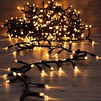 Гирлянда светодиодная "Кластер" 10м 400LED тепл. бел. 36Вт IP67 соединяемая провод каучук черн. Neon-Night 315-266